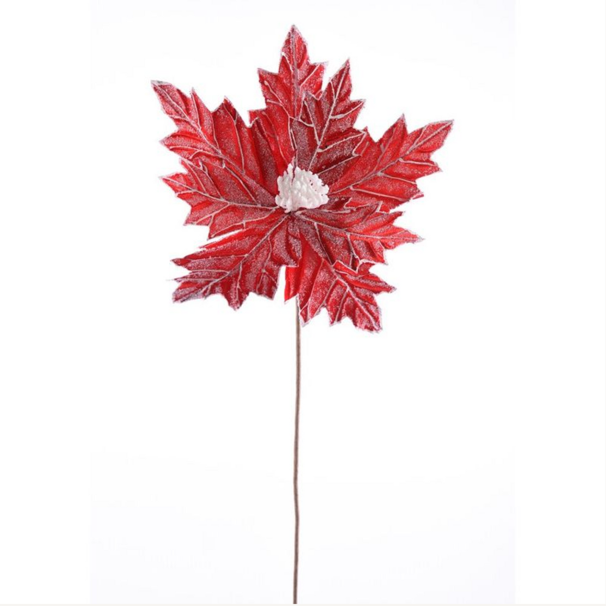 Frosted Poinsettia Stem 22"X13"