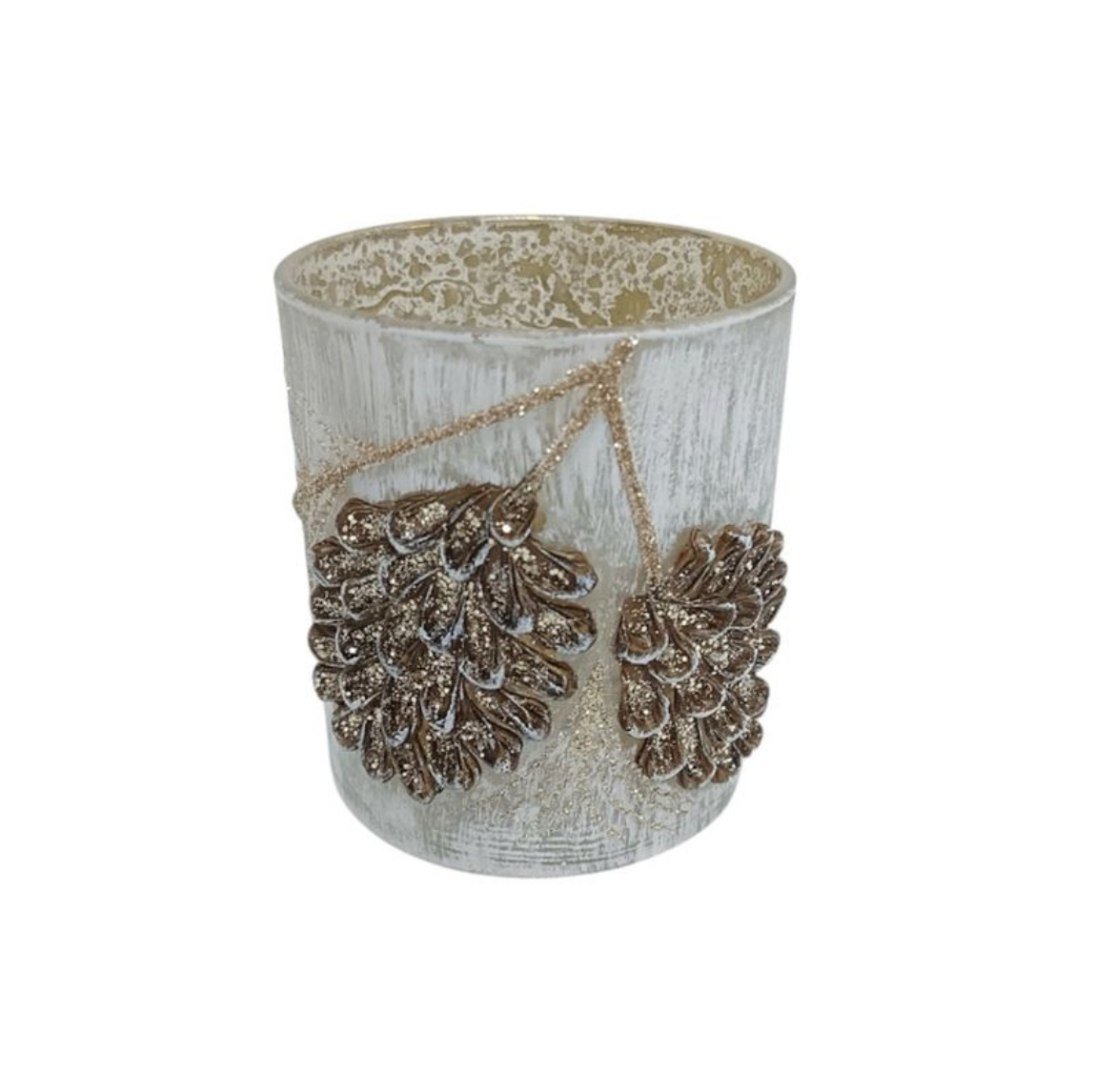 Glittered Pinecone CandleHolder 3.5"