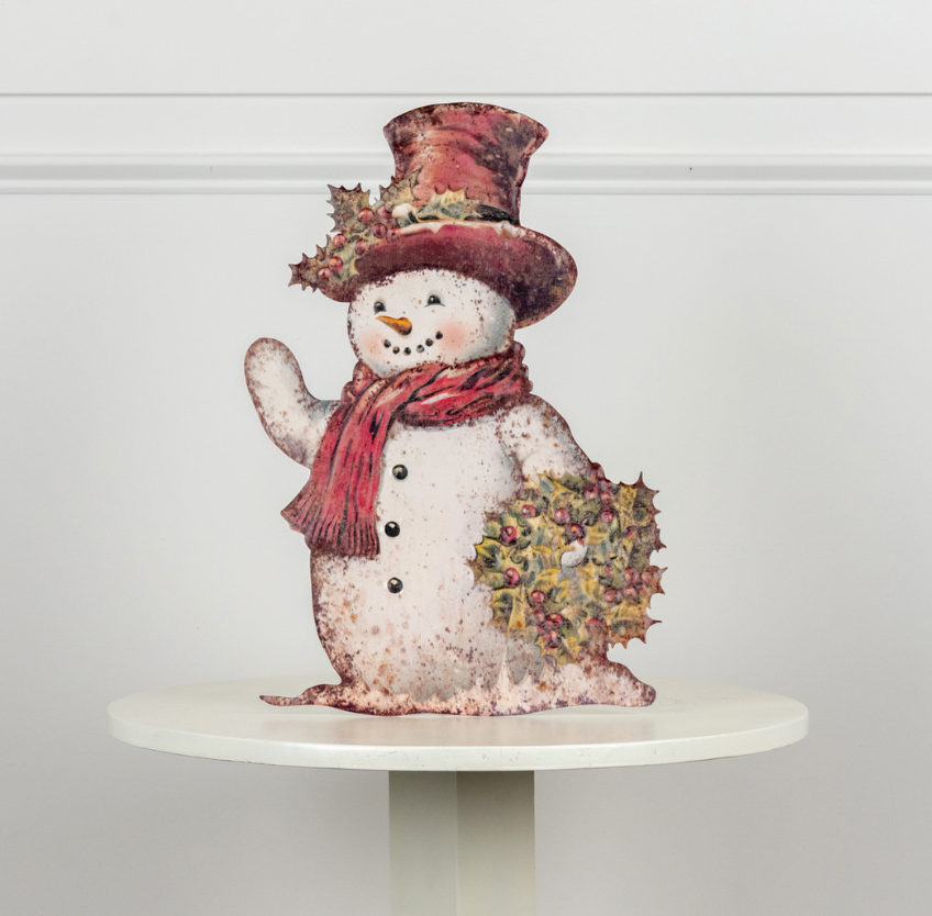 18" Snowman W/ Holly Metal Dummy Board