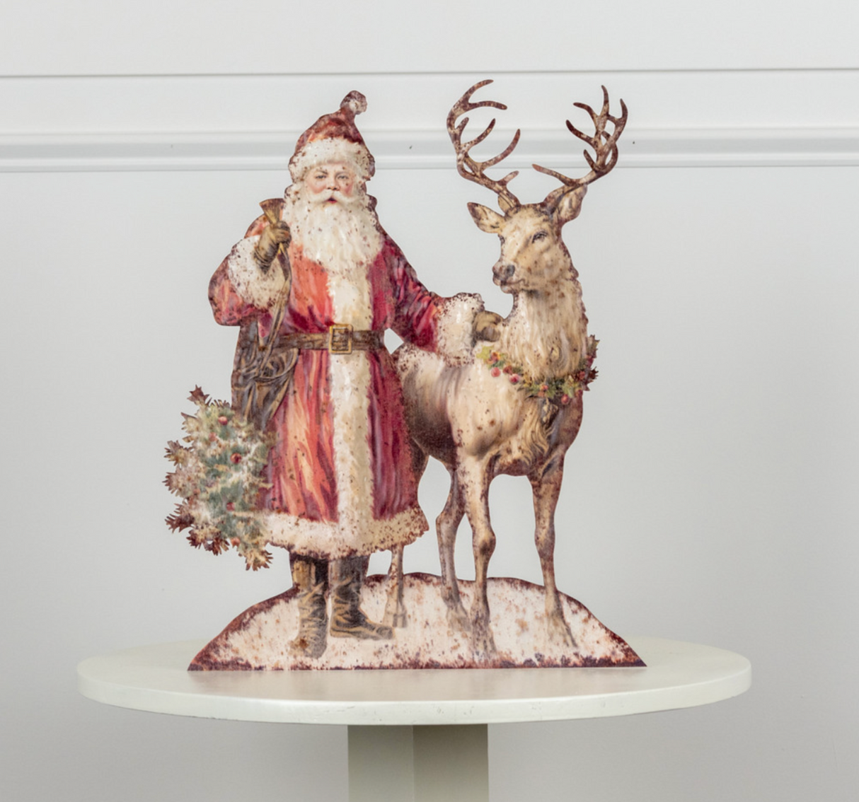 18" Santa W/ Reindeer Metal Dummy Board