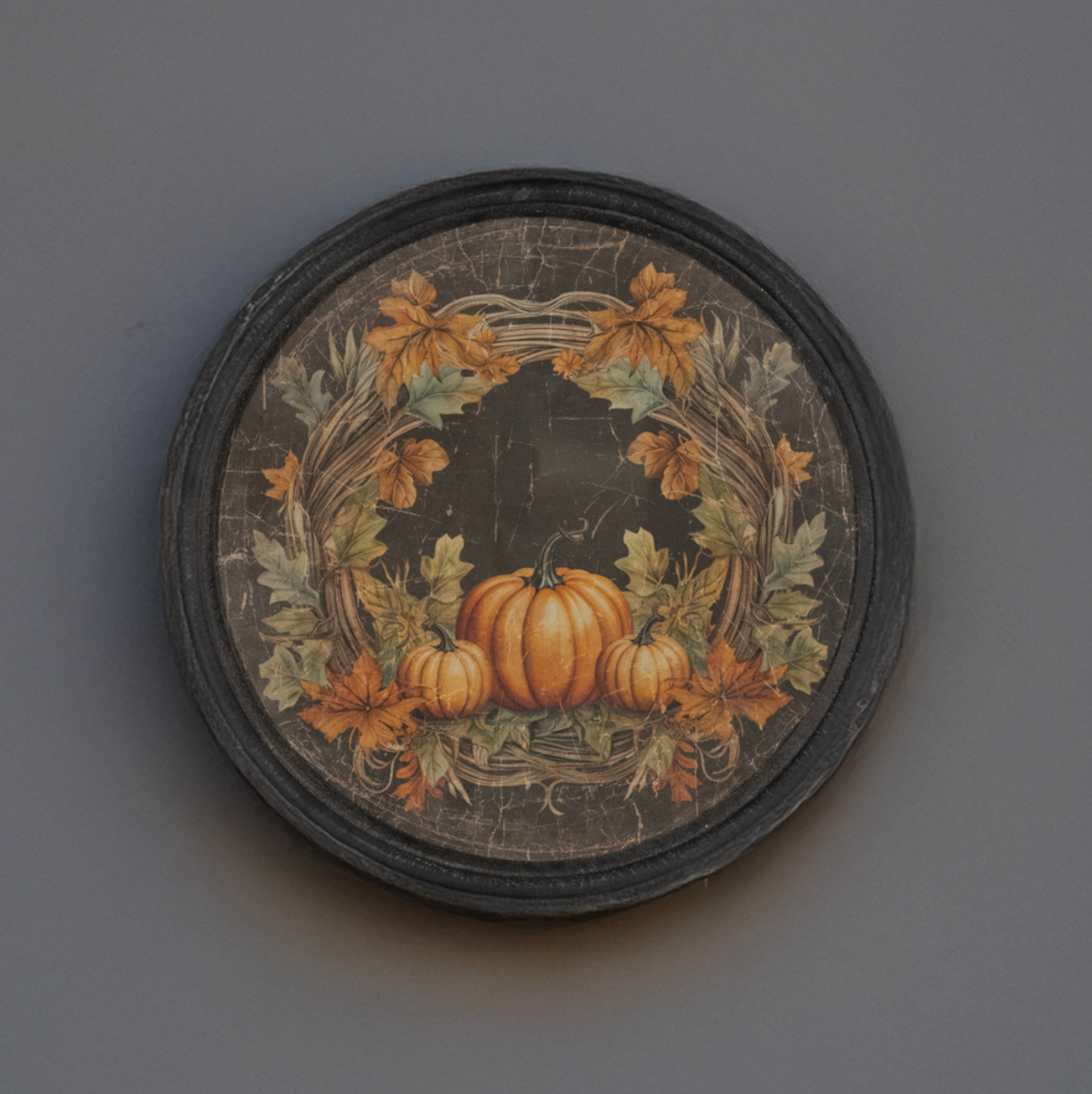 Round Framed Pumpkin Harvest Print
