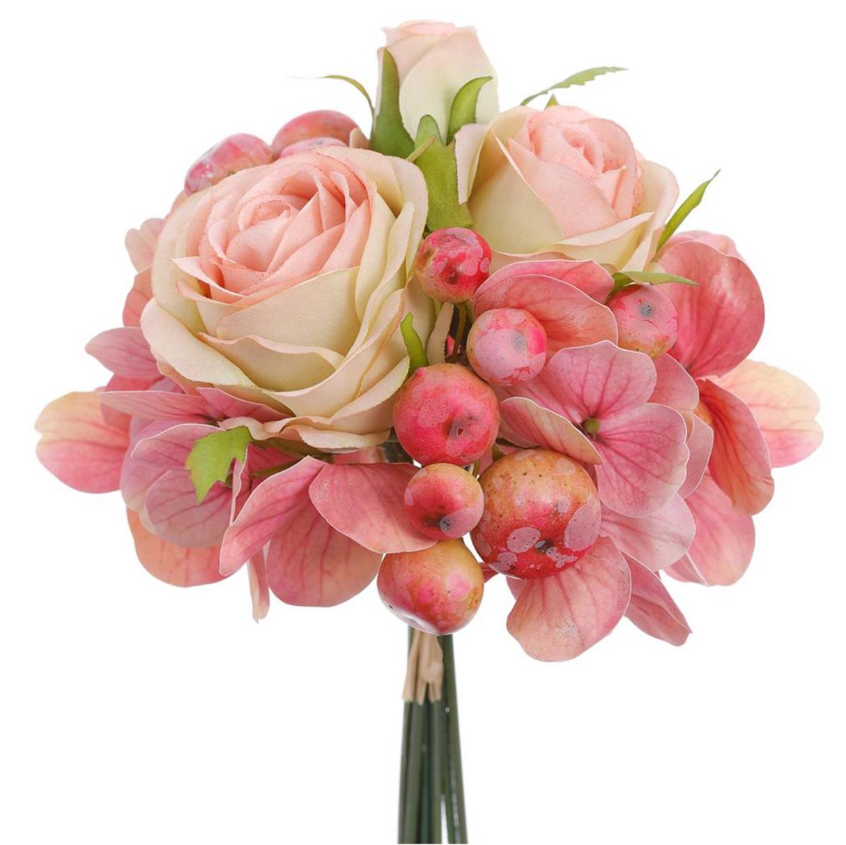 7"Rose + Hydrangea Bouquet - Pink