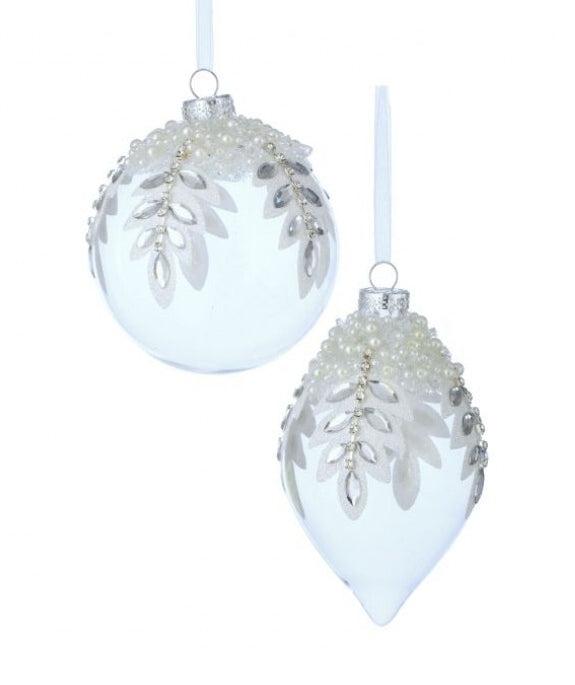 Glass Pearl/Jewel Leaf Ball/Finial Ornament