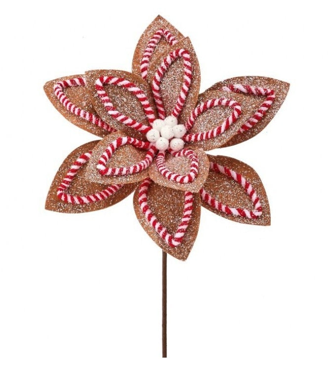22" Sugar/Spice Poinsettia Stem