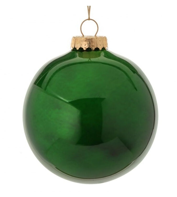 6" "Glass Look" Plastic Ball Ornament - Dark Green