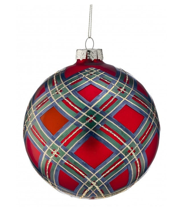 5" Glass Gentlemen Plaid Ornament