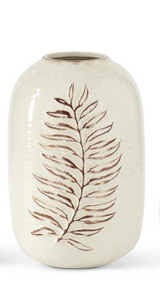 Cream & Brown Fern Leaf Speckled Ceramic Vases