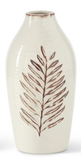 Cream & Brown Fern Leaf Speckled Ceramic Vases