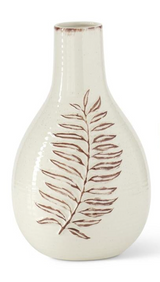 Cream & Brown Fern Leaf Speckled Ceramic Vases