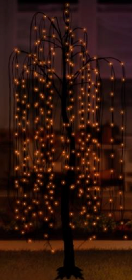 6ft Spooky Willow Tree (Twisted Trunk) - 360 Twinkling Orange
