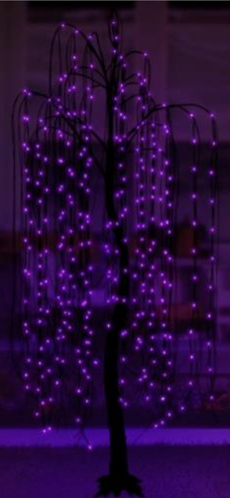 6ft Spooky Willow Tree (Twisted Trunk) - 360 Twinkling Purple