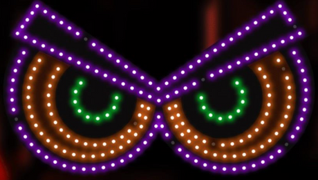 16in Hi-Vibrant Scary Eyes - 176 Micro Hi-Intensity Led Lights - Twinkling Purple, Green & Orange