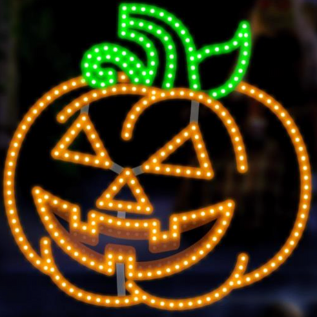16in Hi-Vibrant "Motion" Jack O' Lantern - 194 Micro Hi-Intensity Led Lights - Steady Orange & Green
