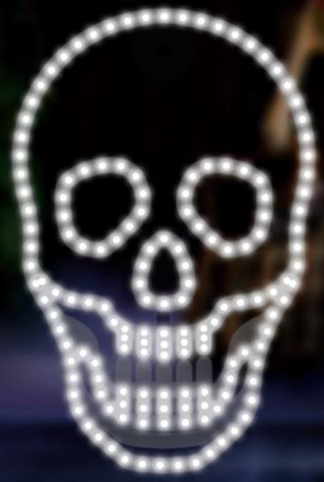 16in Hi-Vibrant "Motion" Skull - 167 Micro Hi-Intensity Led Lights - Steady Pure White