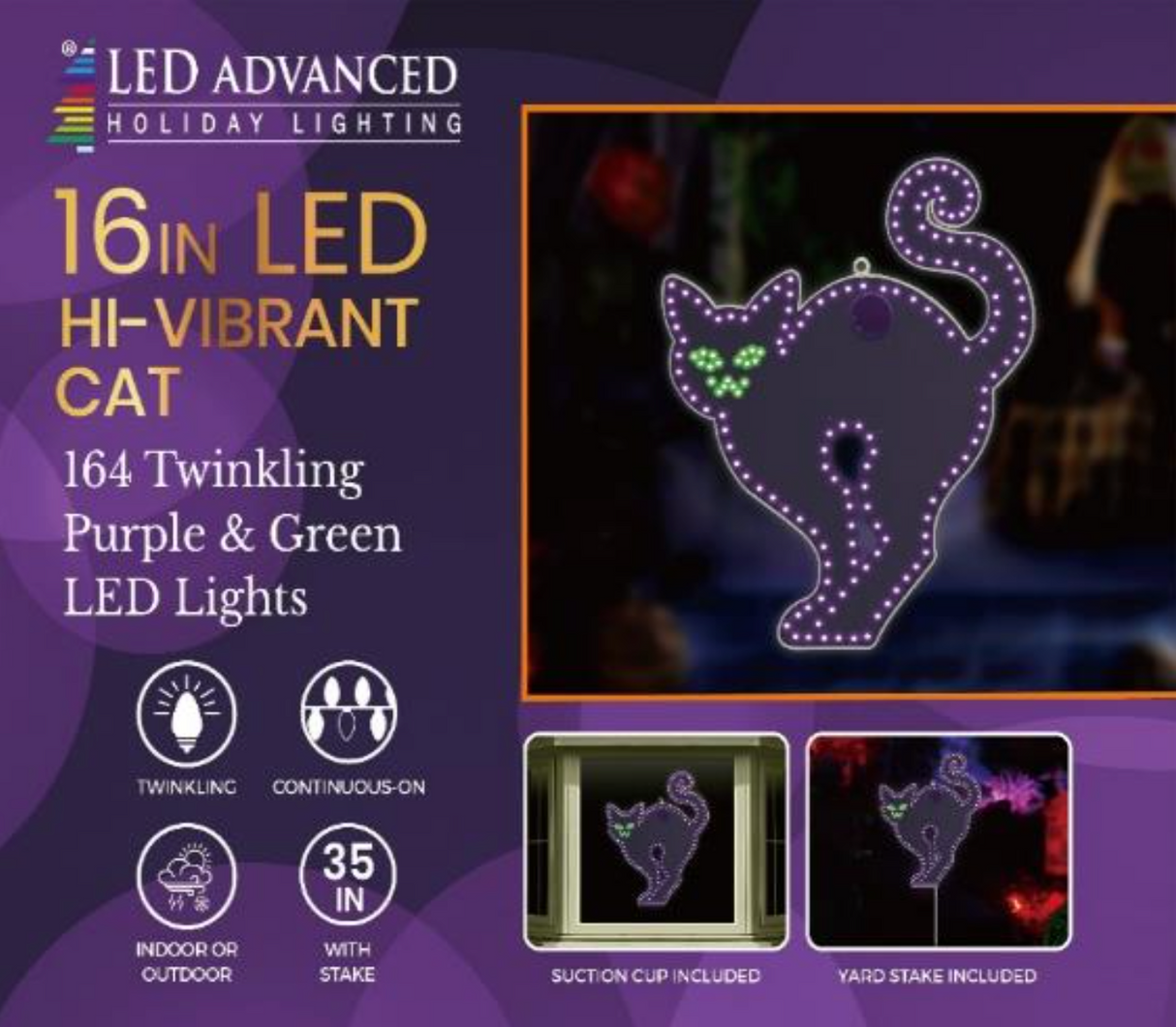16in Hi-Vibrant Cat  - Twinkling Purple & Green