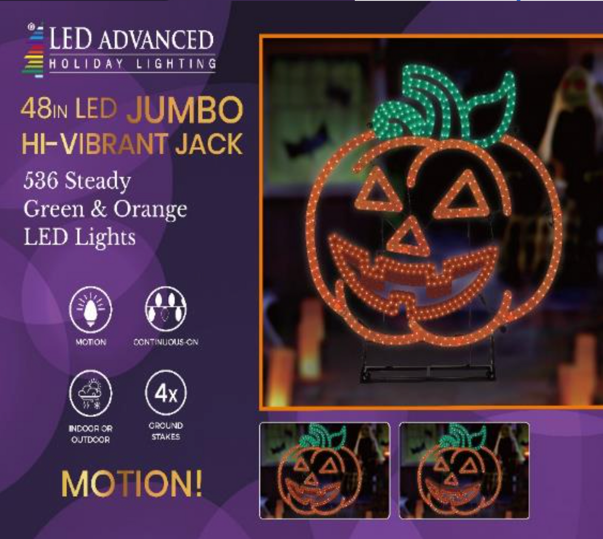 Jumbo Hi Vibrant 48in "Motion" Jack O' Lantern (48in Width)