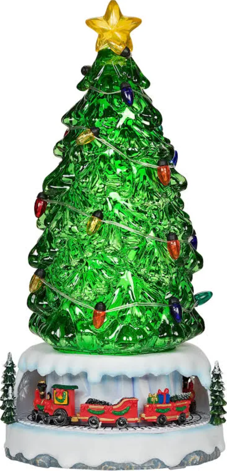 GLOBE #39 - 13"H LIGHTED SWIRL GREEN TREE