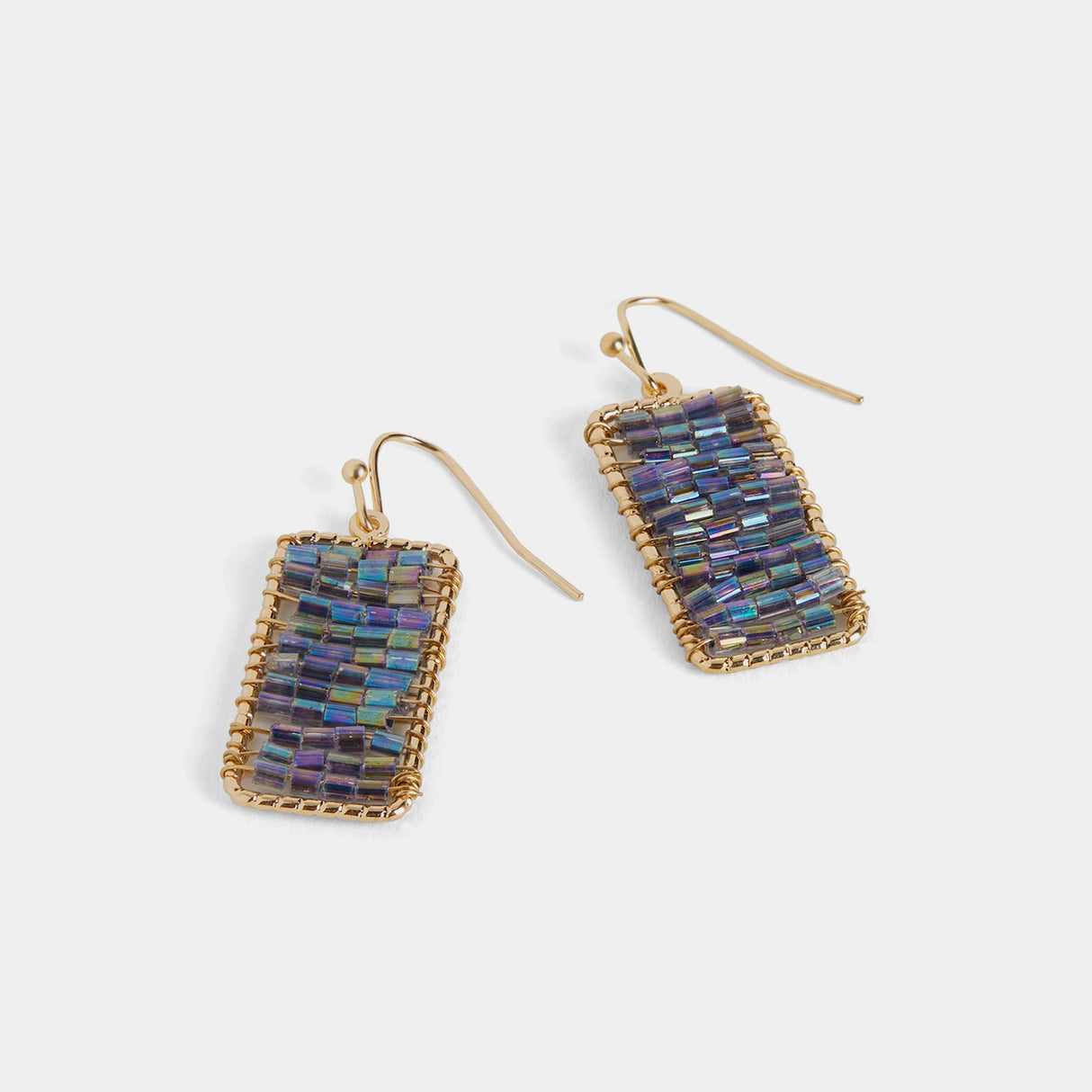 Beaded Banner Dangle Earrings - Peacock