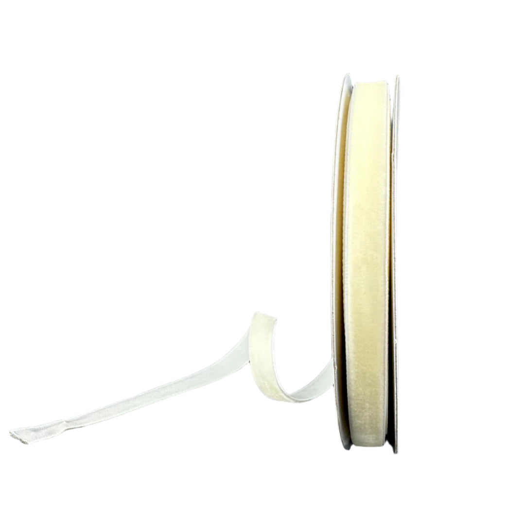 Eggshell Woven Vintage Velvet Ribbon -  3 + 8" x 10y