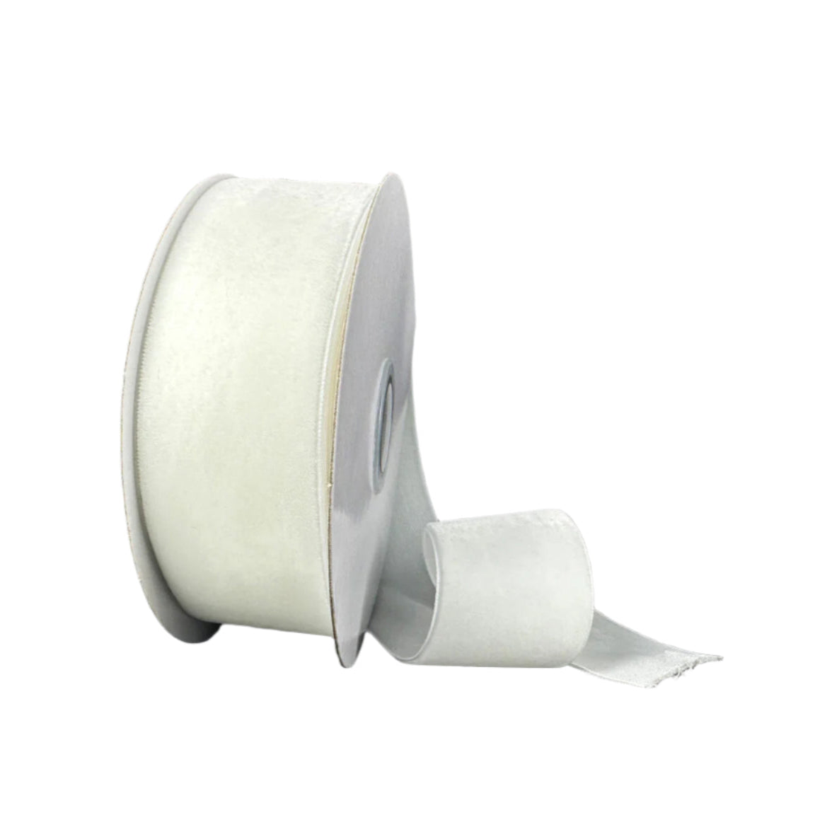 White Woven Vintage Velvet Ribbon -  1.5" x 5y