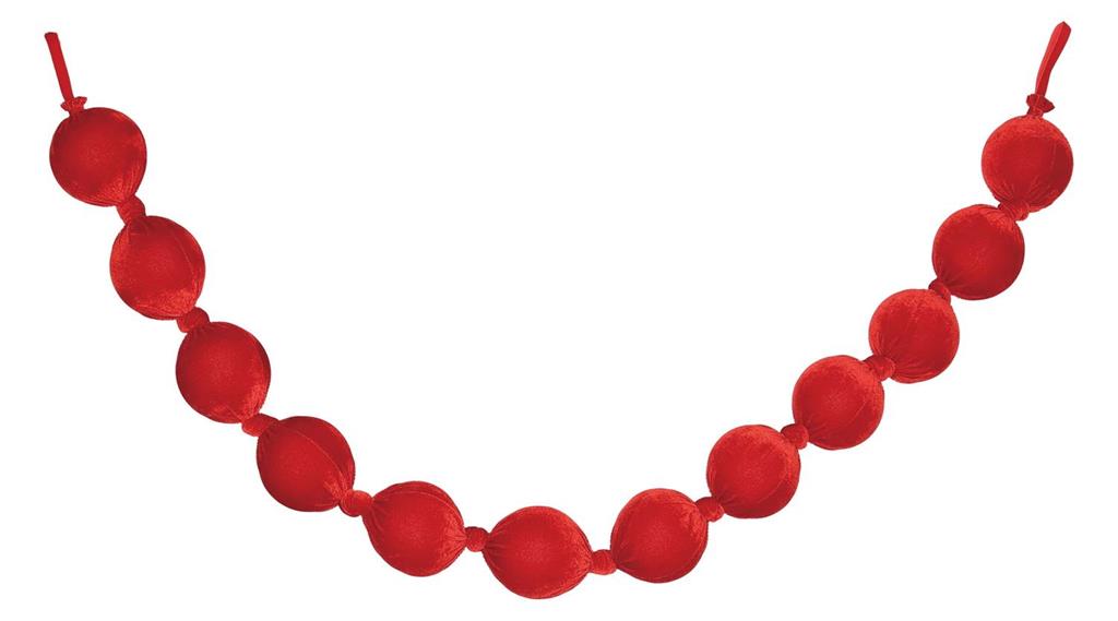Velvet Styrofoam Ball Garland, 6', Red