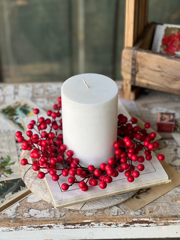 4.5" Matte Weatherproof Berry Candle Ring