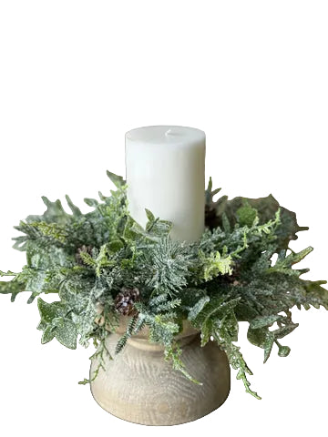 4" Snowy Cedarcone Candle Ring