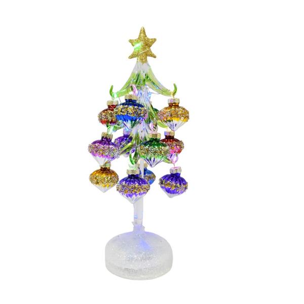 10in Glass Tree with Teardrop Ornaments