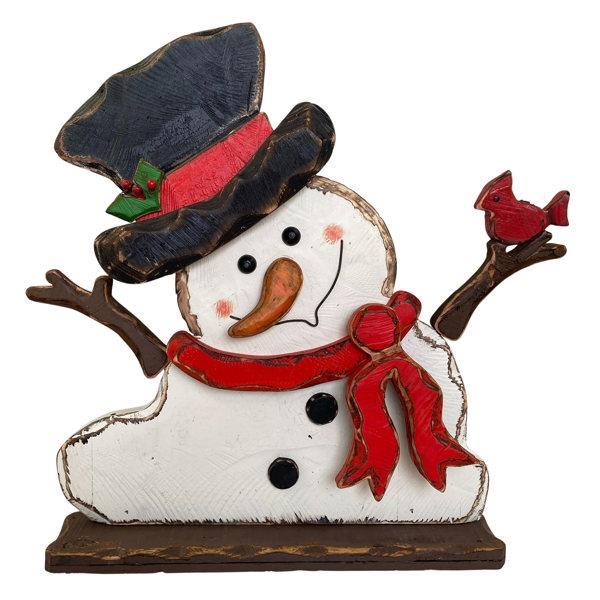 35"W X 32.5"H Wood Snowman W/