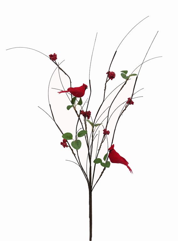 Twig, Red Berry & Cardinal Branch 37"