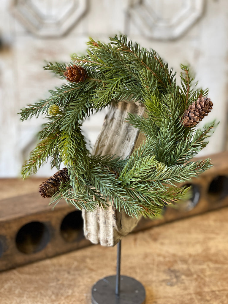 9" White Spruce Candle Ring