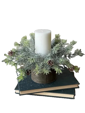 4" Glitter Laced Cedar Candle Ring