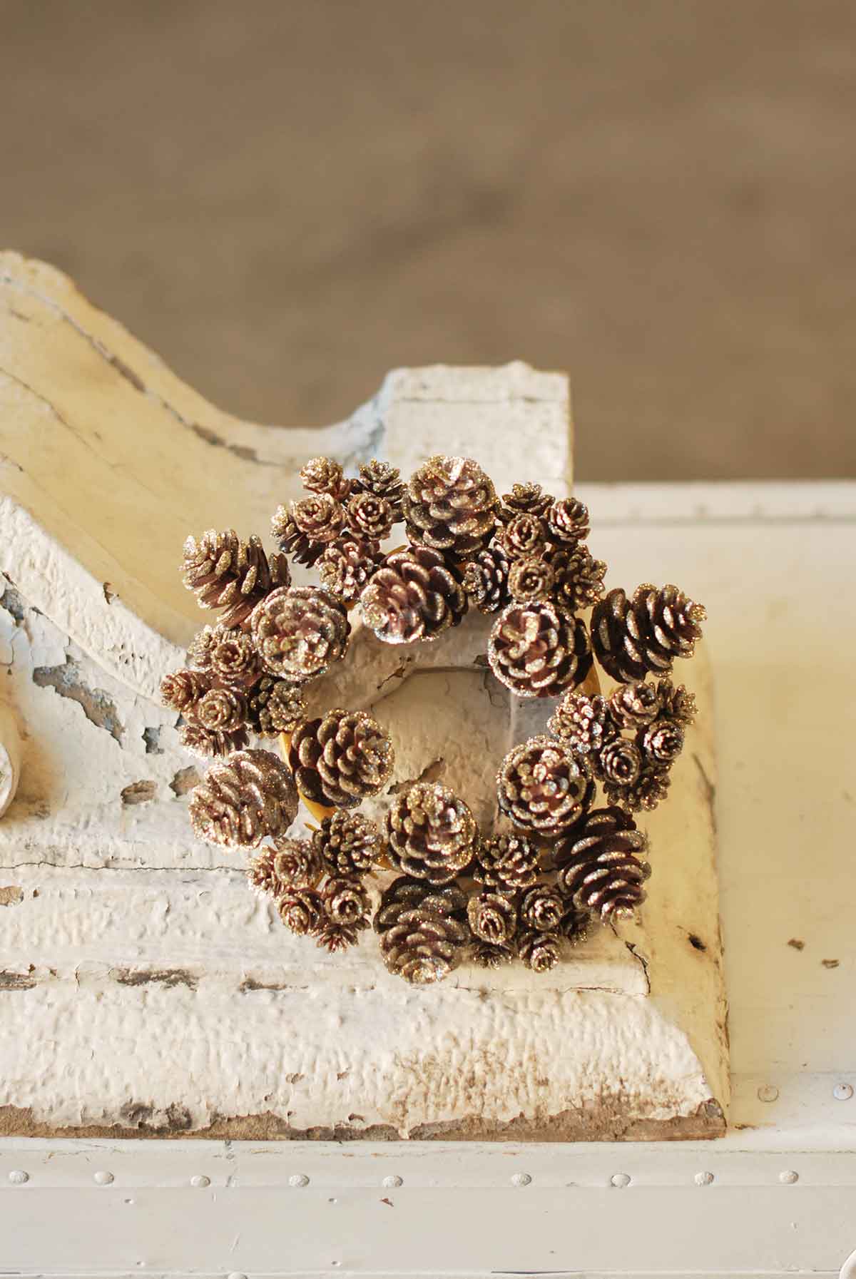 4" Shimmer Pine Cone Can Ring