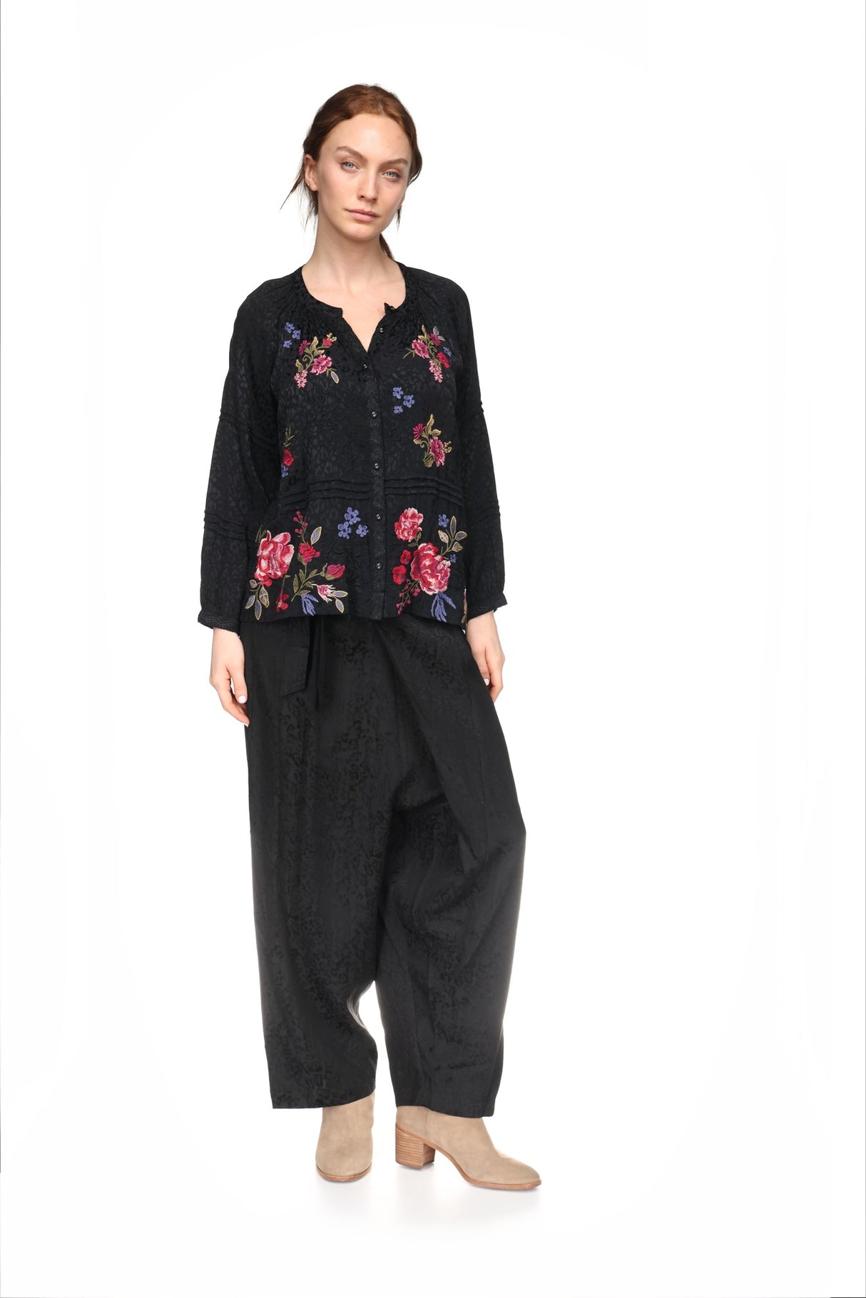 PINTUCK RAGLAN BUTTON UP - SASSIBA