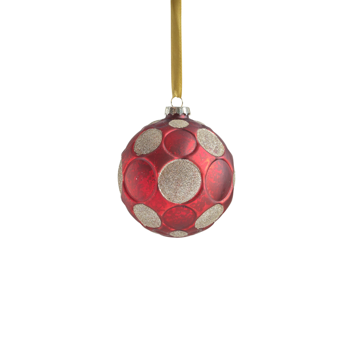 Matte Frosted Whisper Glass Ornament- Red w/ Gold