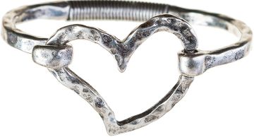 Silver Coil Hinge Hook Heart Bracelet