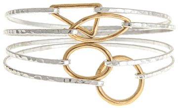 Silver and Gold 4 Piece Hook Bangles