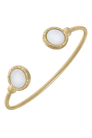 Bethany Mother of Pearl Disc Cuff in Worn Gold