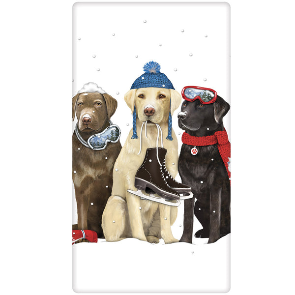 Dog Friends Winter Bagged Towel