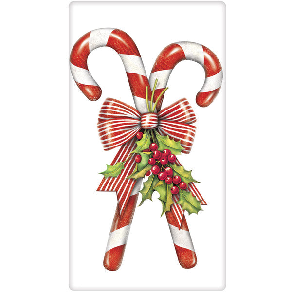 Candy Canes w/ Holly Bagged Towel