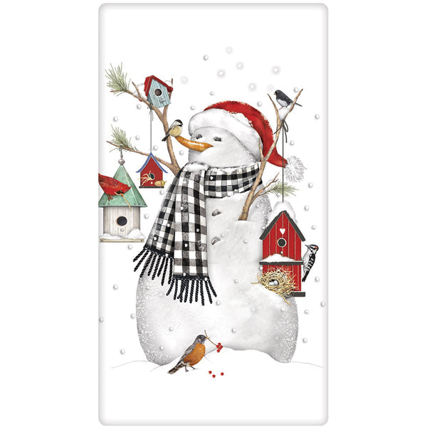 Birdhouse Snowman Bagged Towel