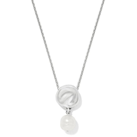 Cascade Round Pearl Necklace - Silver-Pearl