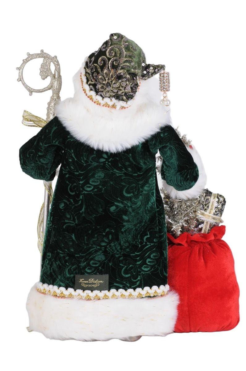 Lighted Sparkling Emerald Santa