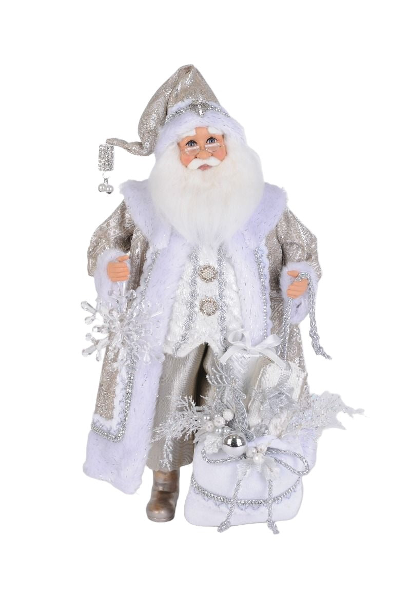 Lighted White Christmas Santa