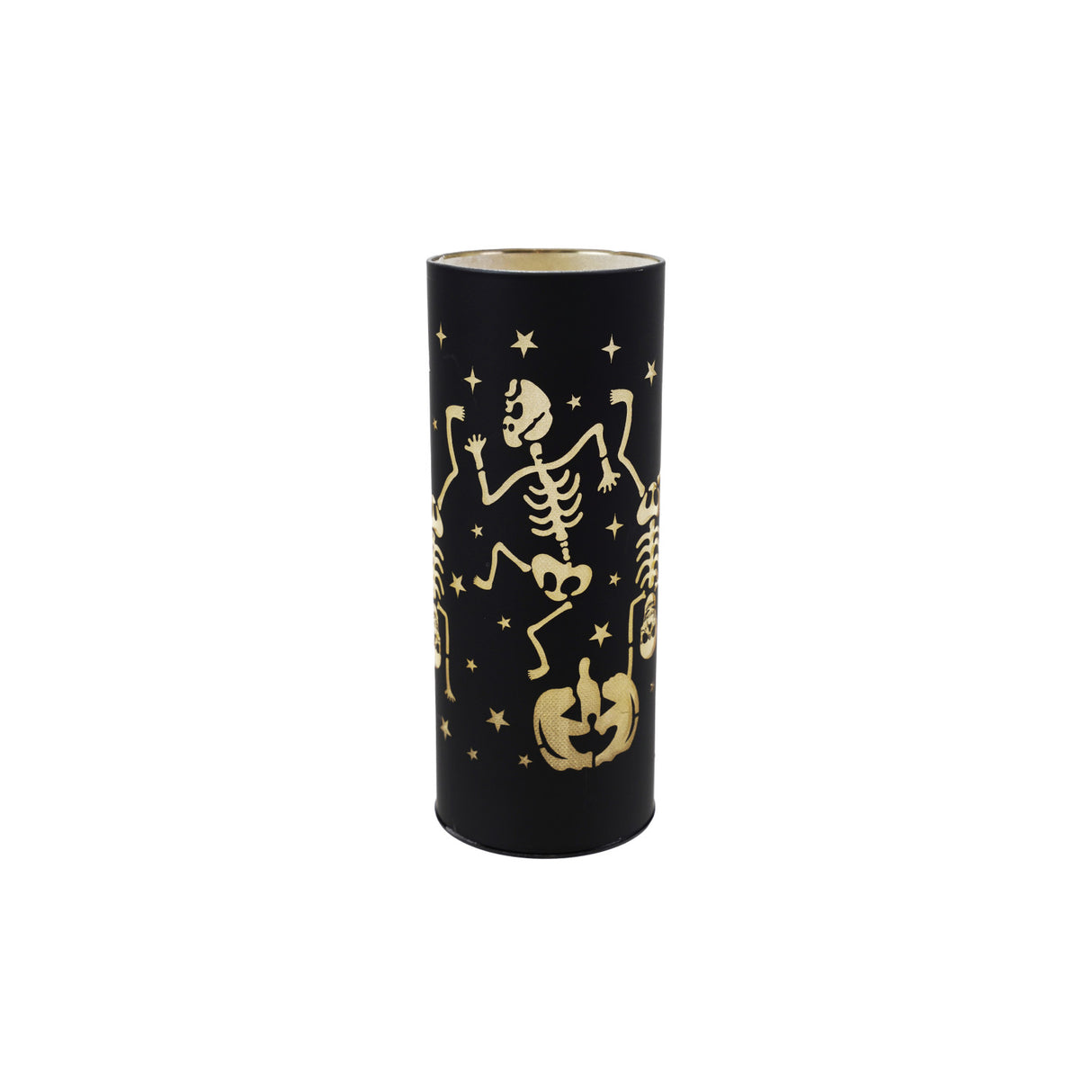 Glass LED Light with Laser Etched Dancing-Skeletons Jack-O-Lanterns