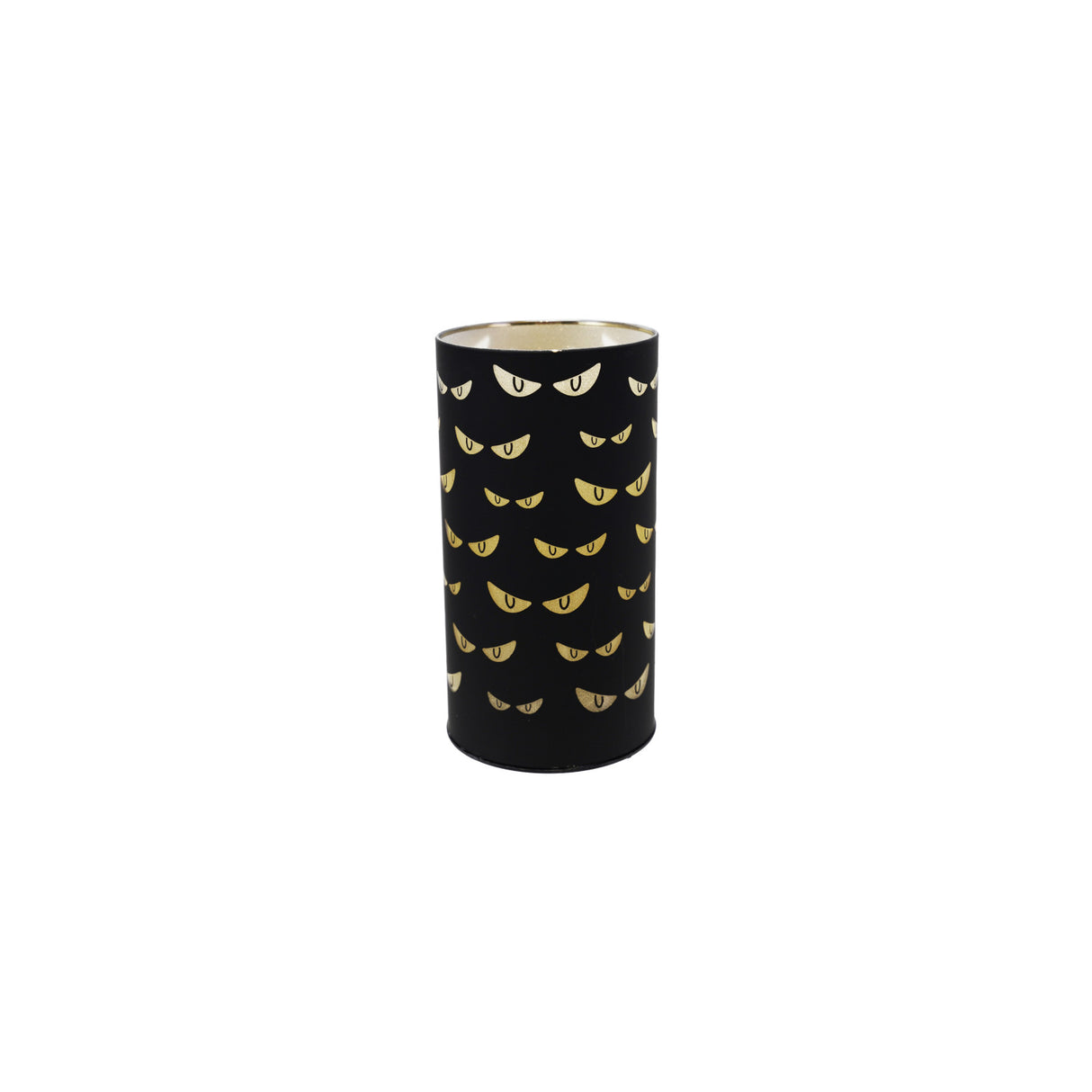 Glass LED Light with Laser Etched Spooky Eyes -Matte Black-Gold Finish