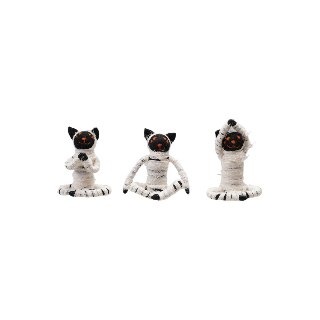 Handmade Fabric Wool Felt Yoga Cat in Mummy Costume -3 Styles