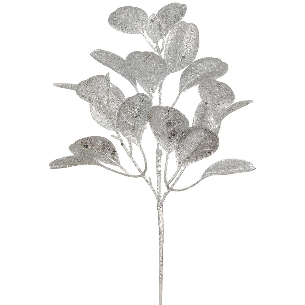 17" Glitter Eucalyptus Leaf Spray