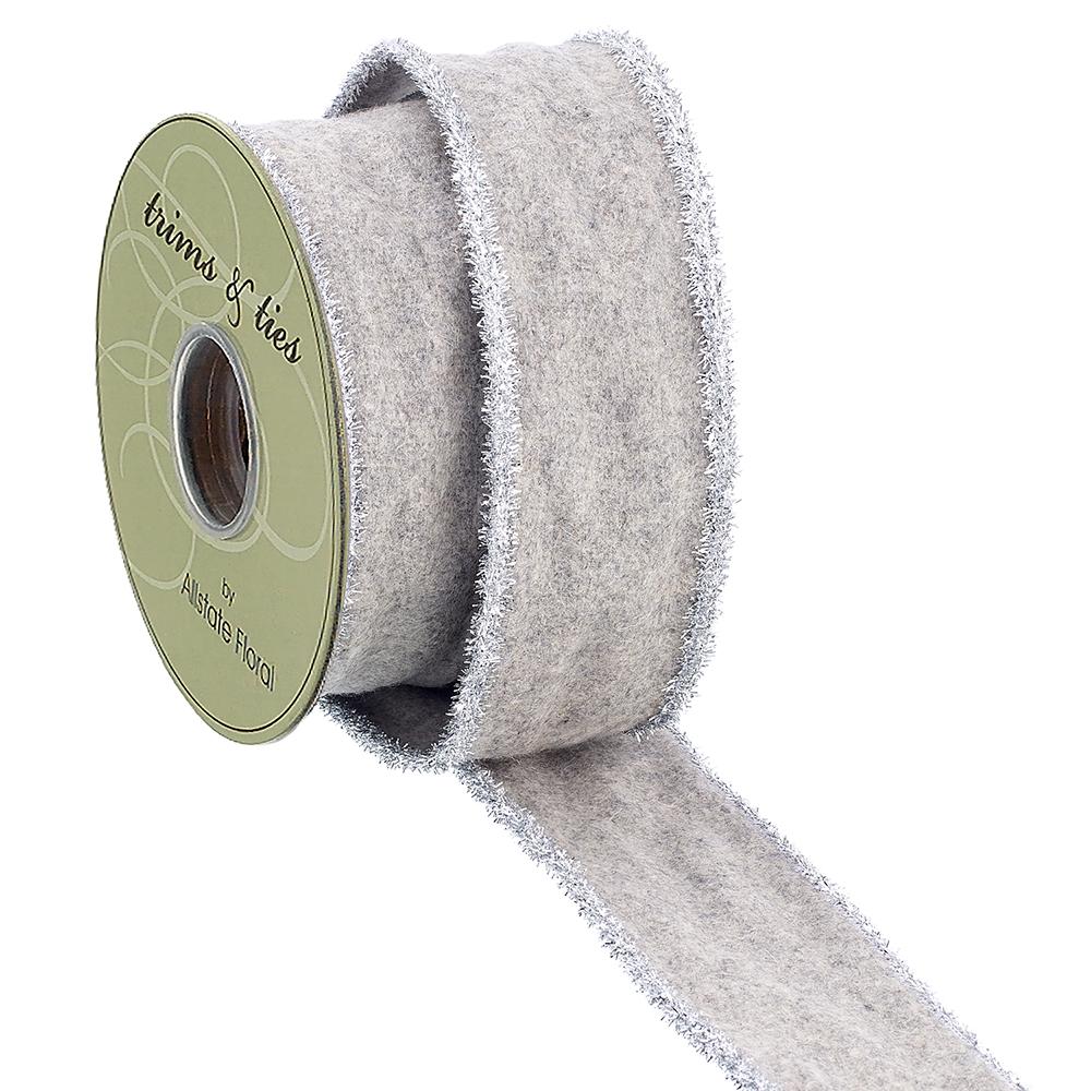 25" WX10YD Silver + Cream Ribbon