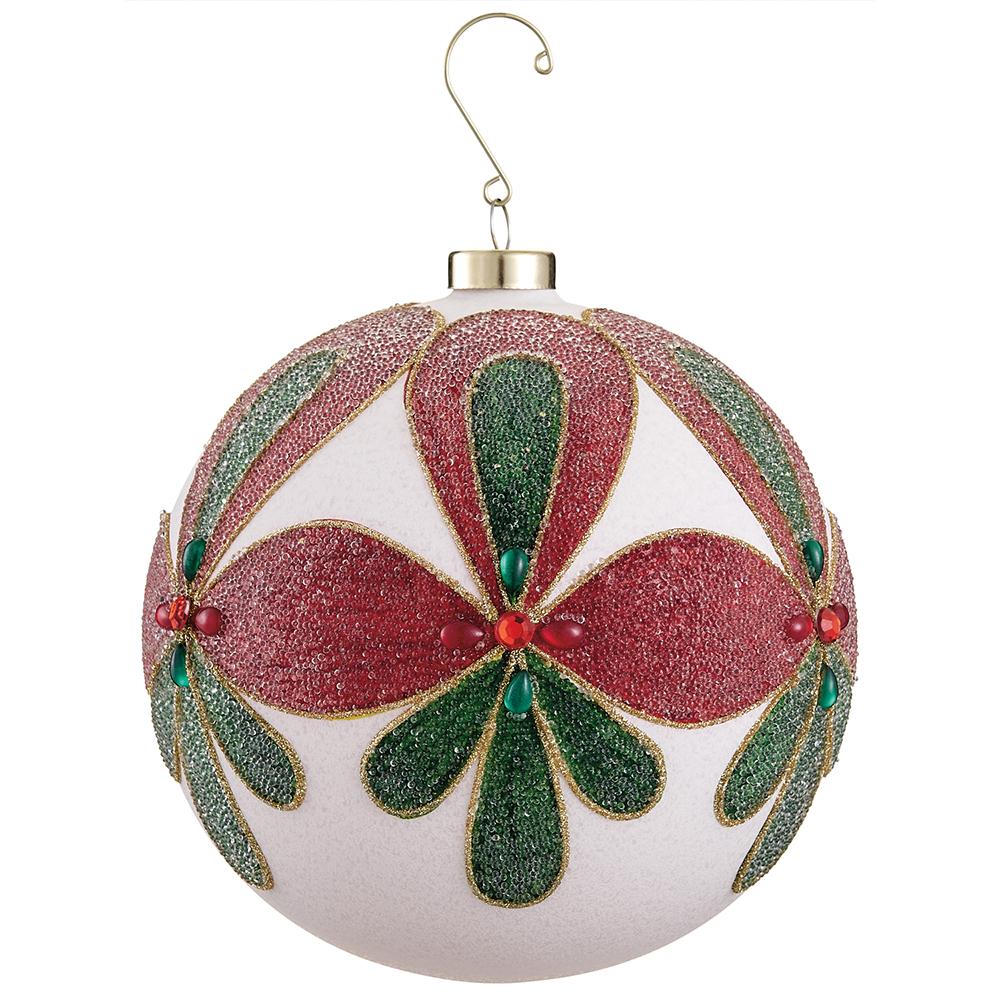 6"Jewel Flower Gla Ball Orna. - Mixed